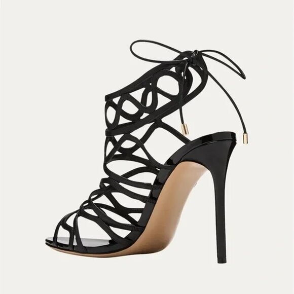 ALEXANDRE BIRMAN Black Leather Stiletto Caged Heel Sandal Shoe Size 7.5 - Picture 15 of 15